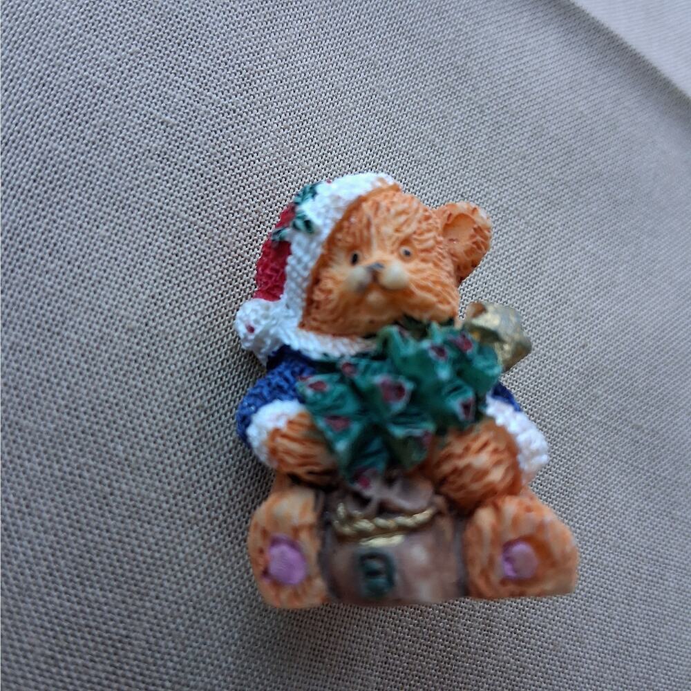 Small Christmas‎ Santa Bear Pin Brooch